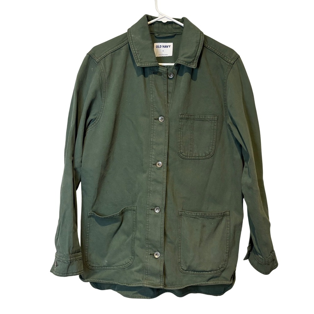 Old Navy‎ Forest Green Workwear Shacket Jacket Womens S Cotton Button Front
